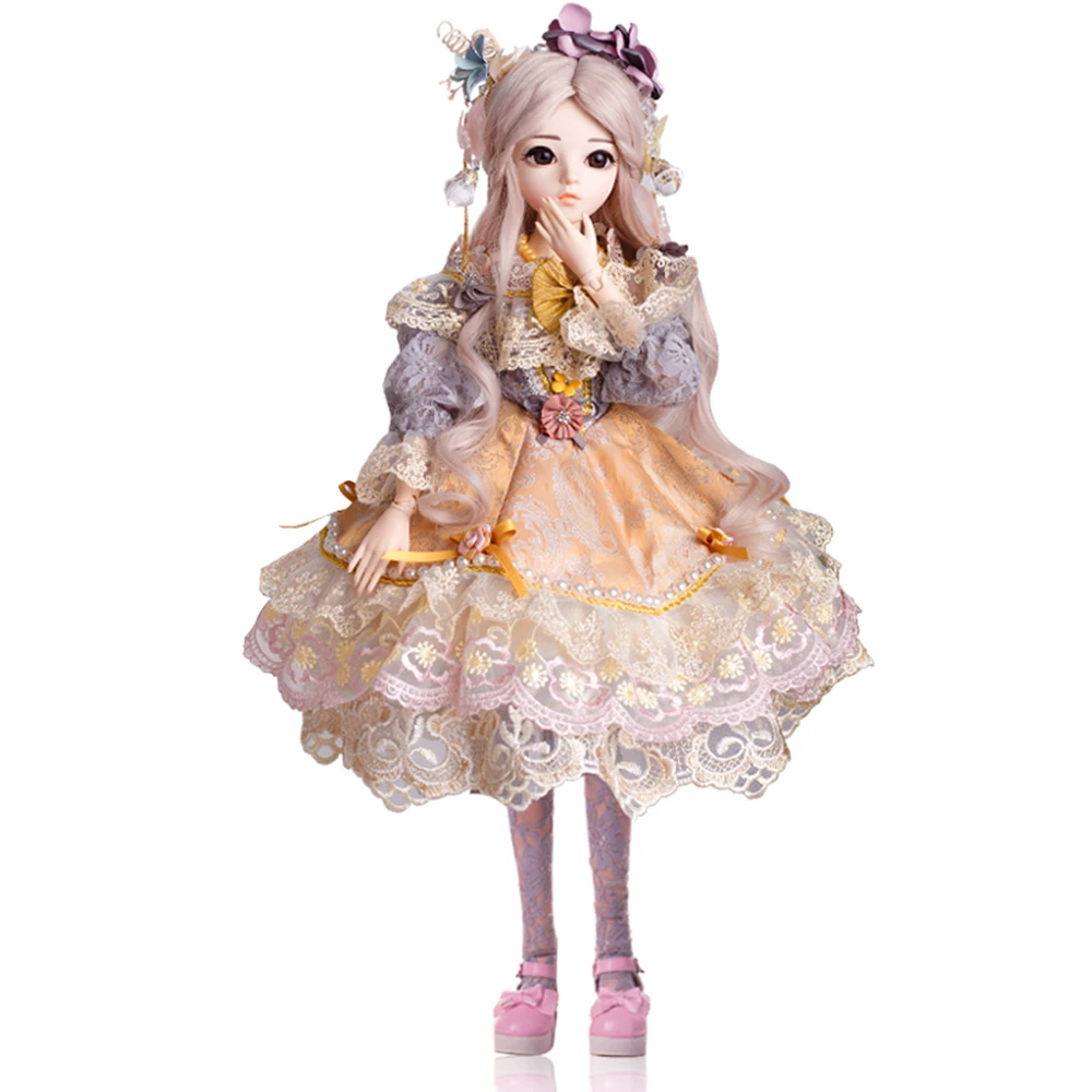 BJD 60CM élégant poupée jouets 1/3 yeux bruns avec des vêtements à la main beauté jouets Silicone Reborn poupée jouet cadeau pour les enfants