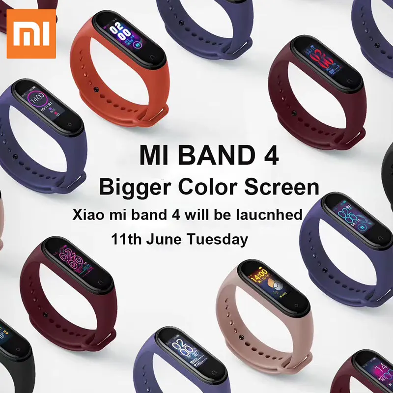 Смарт часы Xiaomi Mi Band 4 умные музыка цветной экран пульсометр Bluetooth 5.0