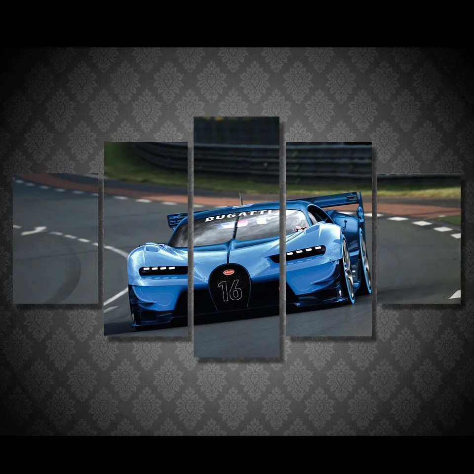

Modular HD Printed Painting Modern Canvas Pictures Wall Art Frame 5 Pieces Luxury Sports Car Drift Posters Kid Room Decor PENGDA