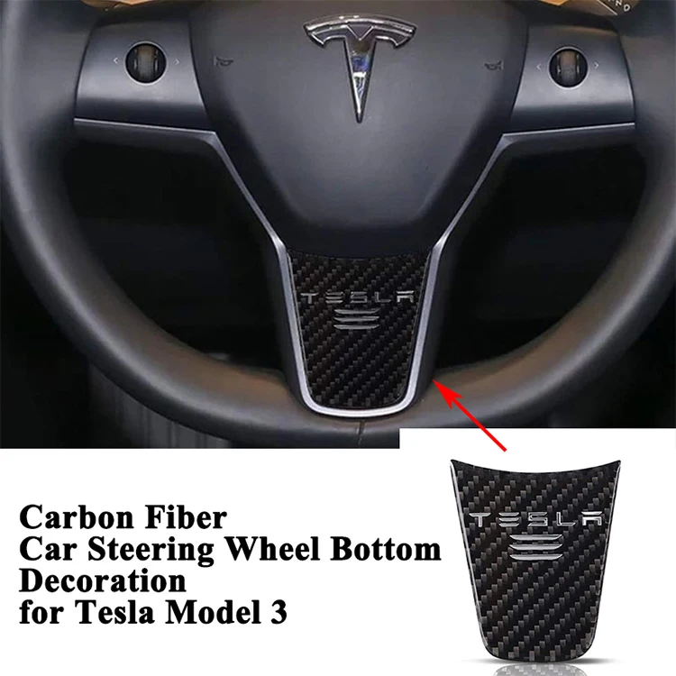 1 шт. Спортивное Настоящее углеродное волокно украшение рулевого колеса автомобиля Нижняя крышка логотип наклейка Стайлинг Аксессуары для Tesla модель 3