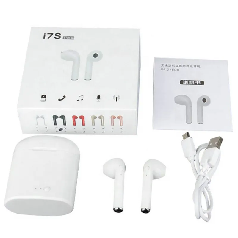 

ravi sport i7 i7s TWS Mini Wireless Bluetooth Earphone In-Ear Stereo Earbud Headset with Charging Box Mic For All Smart Phone