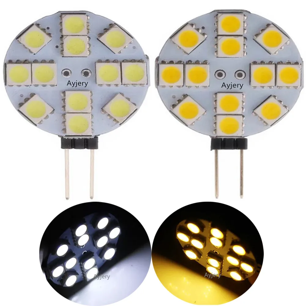 AYJERY Новые 100 шт G4 5050 12 SMD светодиодные интерьерные лампы DC 12V Белый Автомобиль RV