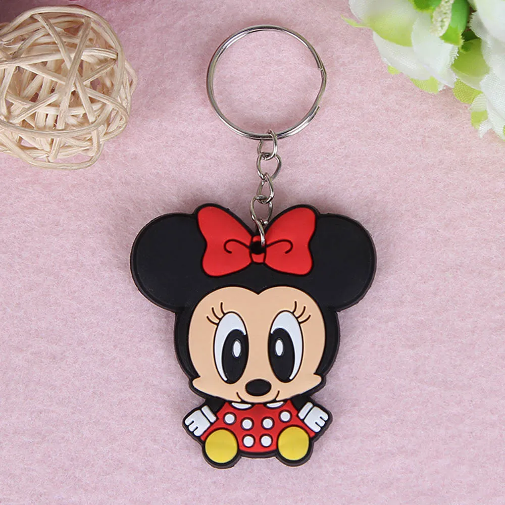 

1PC mini size Mickey PVC Cartoon KeyChain Mini Anime Figure Minnie Key Ring Kids Toy Pendant Key chain Key Holder Fashion Charms