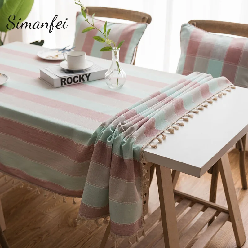 

Simanei 2019 Table Cloth Dinner Rectangular Antiderapant Tablecloth Home Kitchen Tischdecke Decor Stripe Table Cover