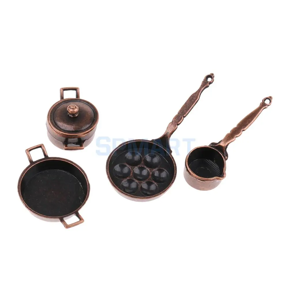 1:12 Scale Dolls House Miniature Frying Pan Pot Pan Set Kitchen Kitchenware Cooking Kit Accessory Life Scene Pretend Play Toys