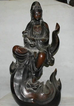 

Collectible bronze S1494 28" Chinese Buddhism Purple Bronze Seat Kwan-yin Guan Yin Goddess Ru Yi Statue