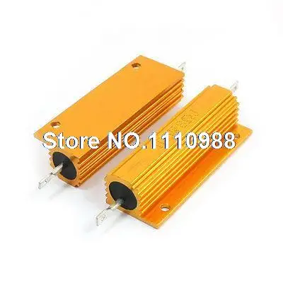 

5% 100W 8 Ohm Wirewound Aluminum Housed Resistor Gold Tone 2PCS