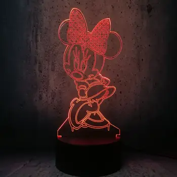 

Long eyelashes Minnie Mouse LED lamp shy girl Wearing a bow shape led night light creative children gifts girls room funny decor