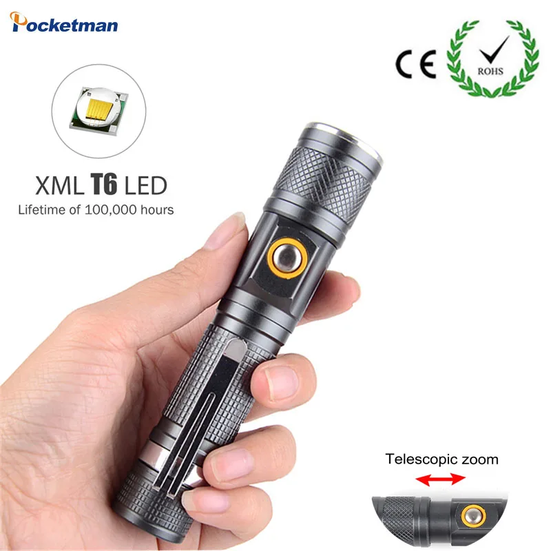 

3800Lm Ultra Bright Tactical Flashlight Portable LED Flashlight Zoomable Torch Adjustable Focus for Hiking Camping Lamp