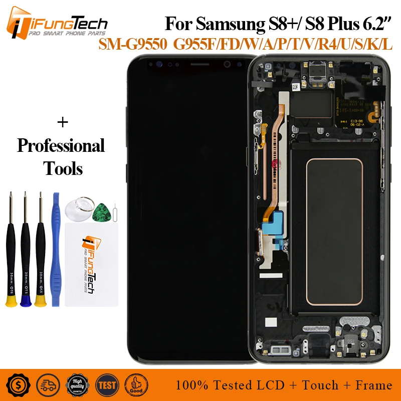 Для Samsung S8 + Plus Super Amoled дисплей сенсорный ЖК-экран с дигитайзером в сборе рамкой для