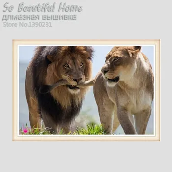 

new arrive Animal needlework diy diamond painting cross stitch pasted painting square drill fashion home decoration lions SH5108