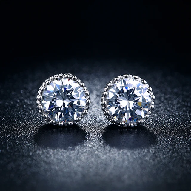 Crown Men Jewelry Stud Earrings For Women Vintage Silver Plated Cz Crown Men Jewelry Stud Earrings For Women Vintage Silver Plated Cz Stone Male Brincos Wedding