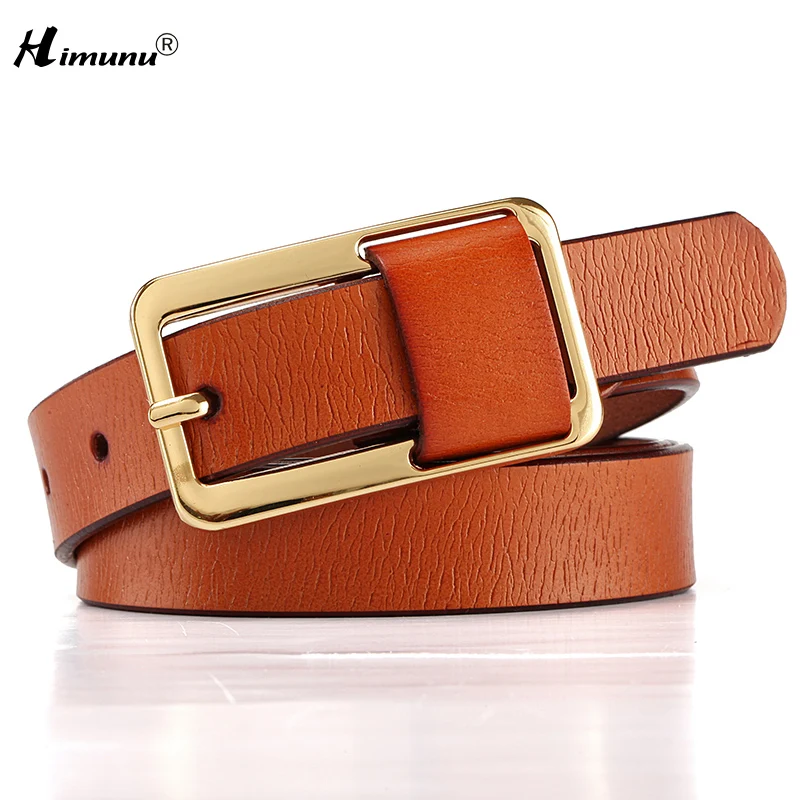 HIMUNU Genuine Leather Belt For Women Fashion Pin Buckle Waist Women Belt Luxury Brands Leather