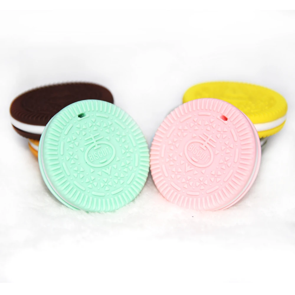 Grade BPA-Free Cookies Chew Toys Nursing Biscuit Baby Teethers Bite Necklace