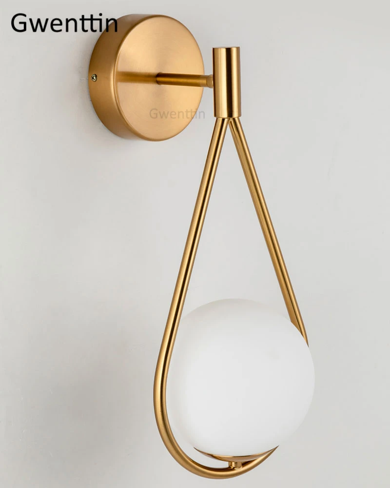 Скандинавский золотой настенный светильник, стеклянный настенный светильник, светильники, современный светодиодный зеркальный светильник s для ванной комнаты, спальни, прикроватный светильник, домашний декор