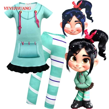 

VEVEFHUANG Movie Ralph Breaks the Internet: Wreck-It Ralph 2 Vanellope von Schweetz Cosplay Costume Children Kids Costume Hallow