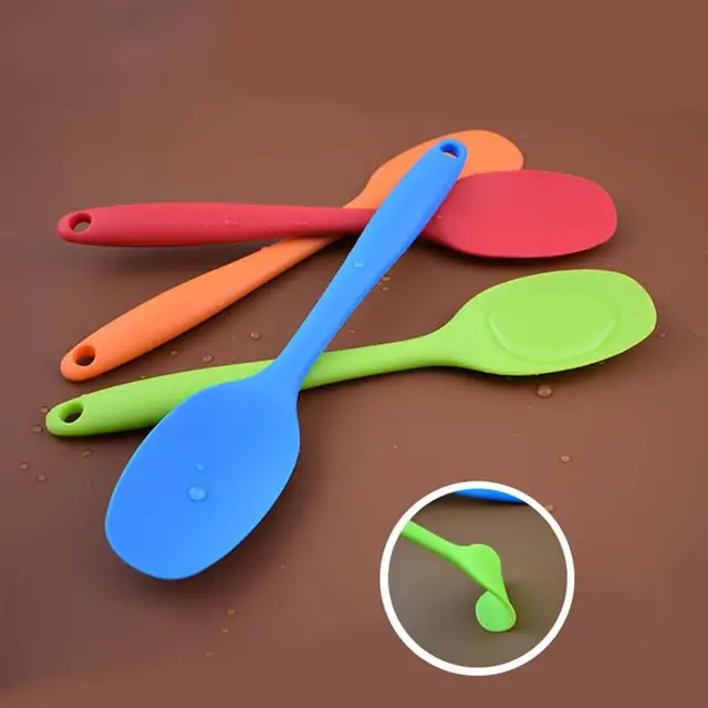 1pc Heat Resistant Silicone Spoon Handle Non stick Pot Soup Scraping