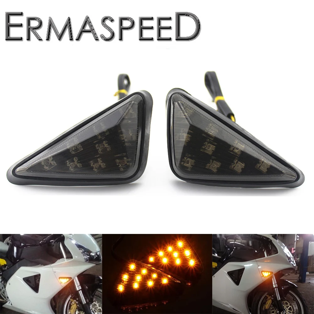 Pair Motorcycle Flush Mount Turn Signals Indicators LED Amber Blinker