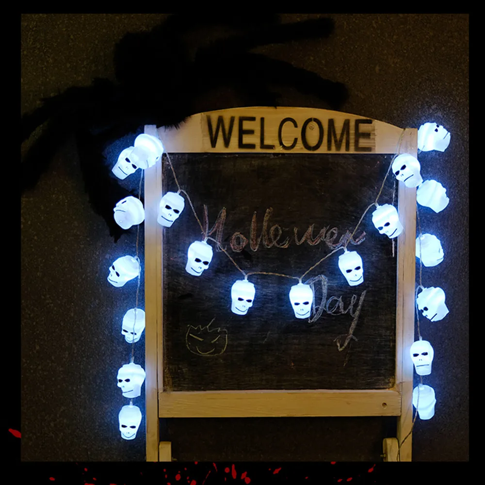 Хэллоуин Череп лампы строка вечерние макет сцены фонари пасхальные украшения огни Батарея светодиодный праздничные украшения