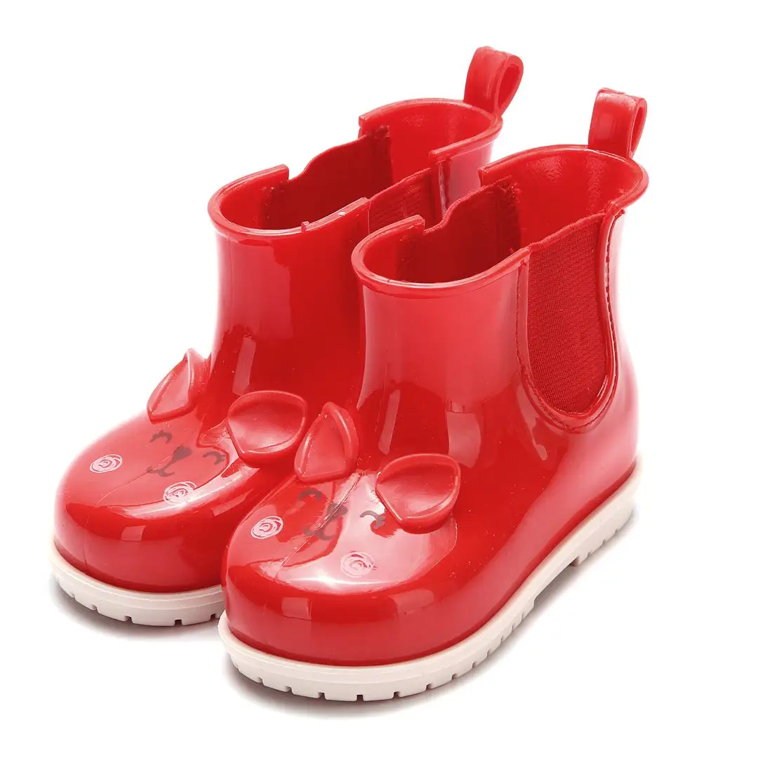 baratas Melissa 2018 Novo Inverno Mini Botas de Chuva Gato Impresso Dois os lados Elástico Sapatos Crianças Sapato Manter Mais Quentes Crianças Água bota