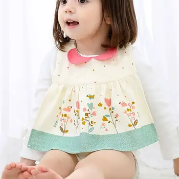 

Baby Bibs Newborn Baby Flower Print Waterproof Cotton Skirt Strap Baby Adjustable Towel Bib Size Eat Slobber Girls Burp Cloths