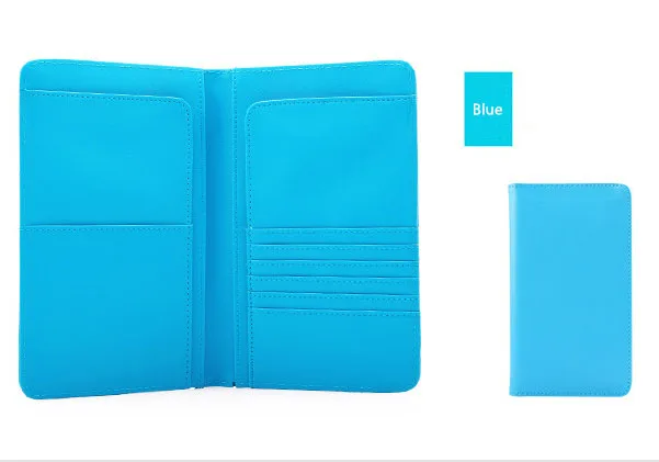 Просвет Для женщин RFID в деловом стиле, для паспорта держатель кожаный бумажник Для мужчин органайзер для поездок, женские кошельки функциональный держатель для карт, кошелек черного цвета - Цвет: Blue