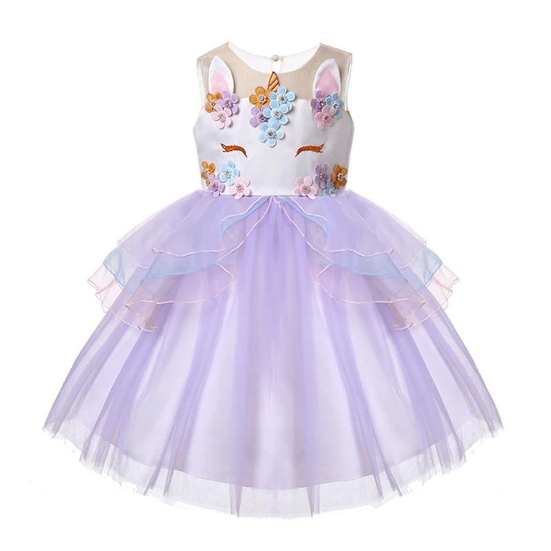 

Fancy Kids Unicorn Tulle Dress for Girls Embroidery Ball Gown Baby Flower Girl Princess Dresses Wedding Party Costumes Unicornio