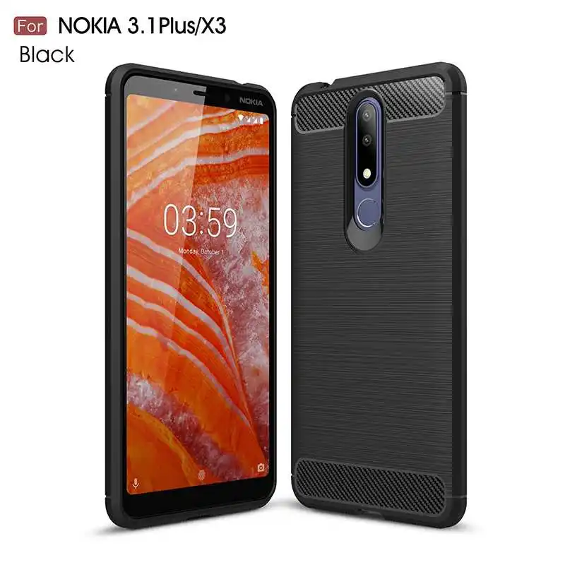Противоударный мягкий силиконовый чехол из углеродного волокна и ТПУ для Nokia 3 1
