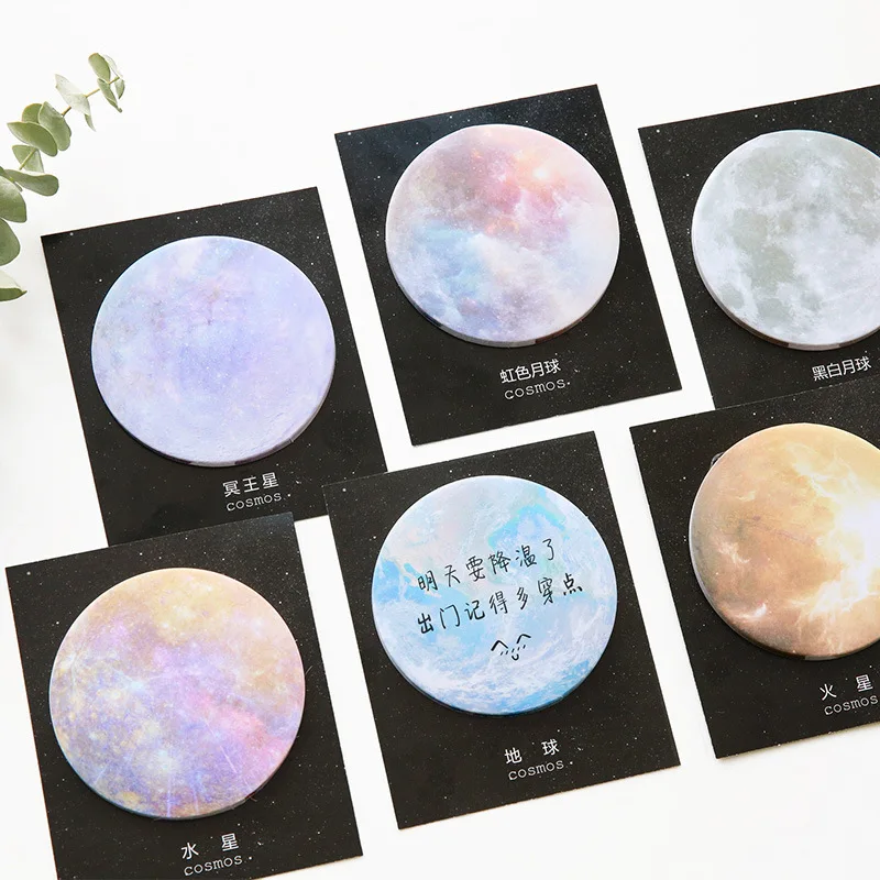 

30sheets/pcs Space Planet Memo Pad Paper Sticky Notes Round Shape Notepad Post It Bookmark Office School Stationery Supplies