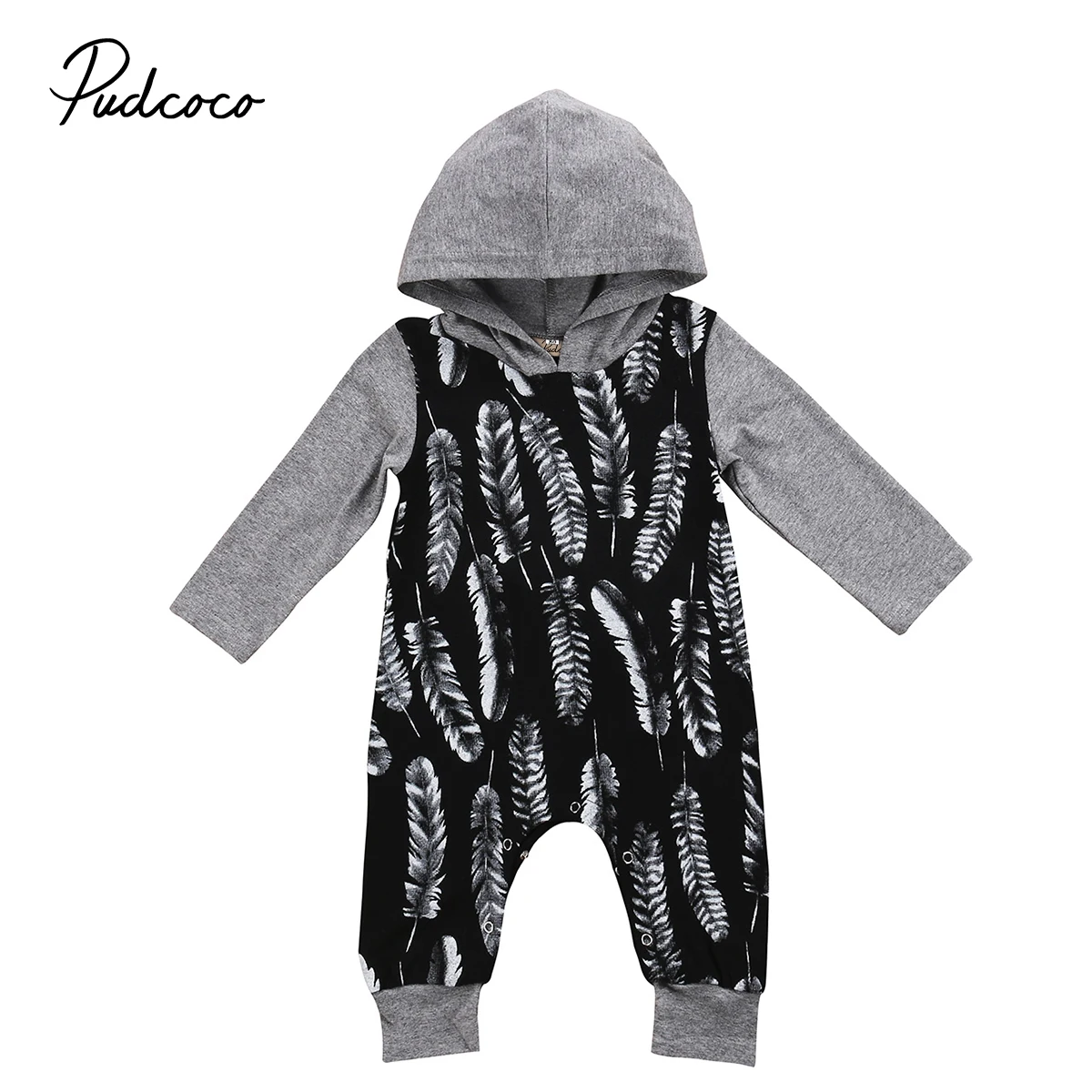 Cute Feather Baby Boy Rompers Sleeveless Newborn Baby Boys Hooded