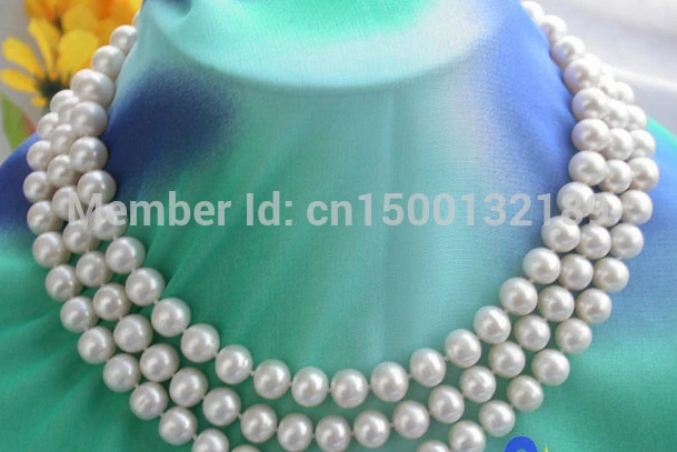 

j00414 A++ 50" 9MM white round FRESHWATER PEARL NECKLACE (C0309)