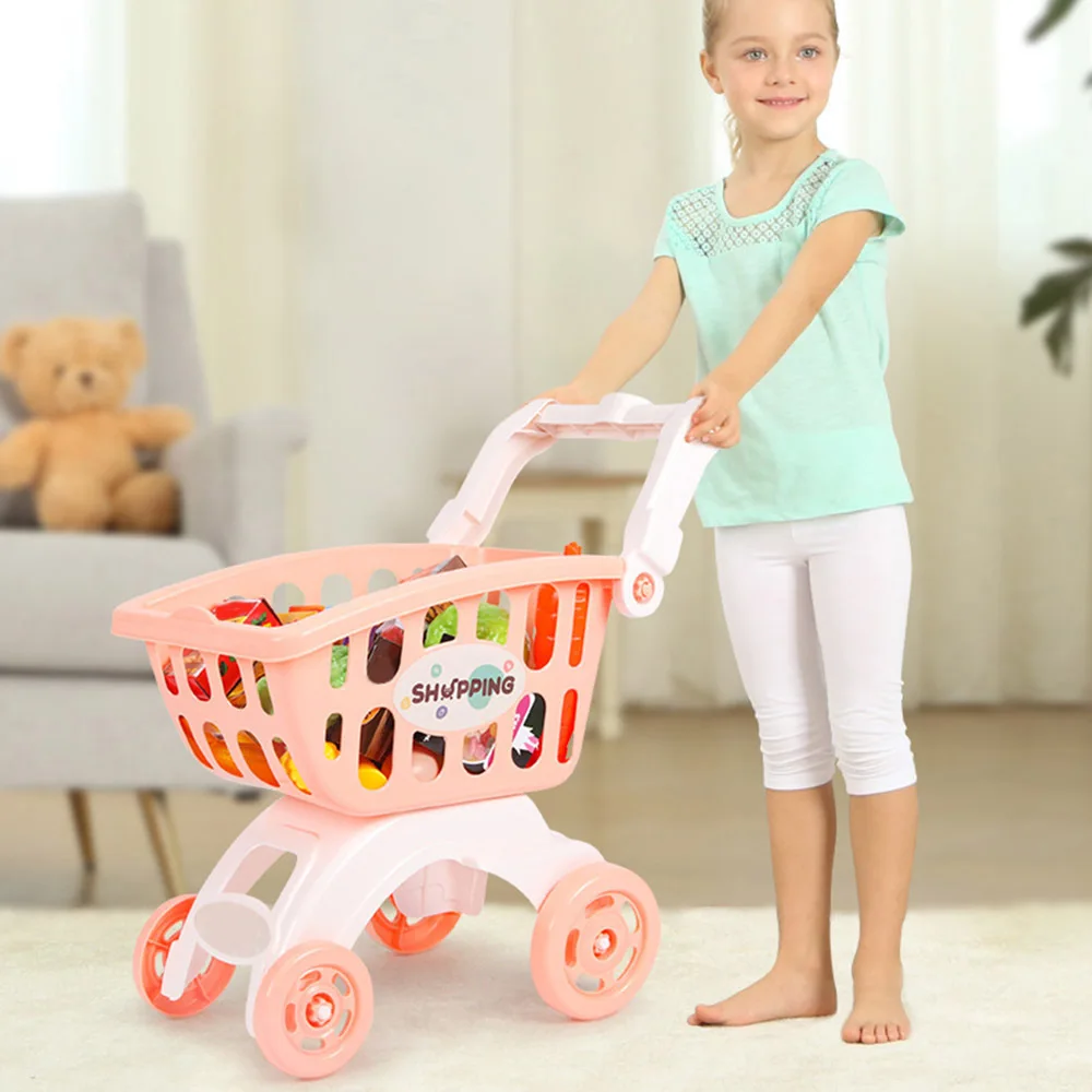 

Simulation Shopping Mall Supermarket Cart Trolley Toy Children Pretend Play House Handcart Toy Gifts for Kids Mini Girls Boys