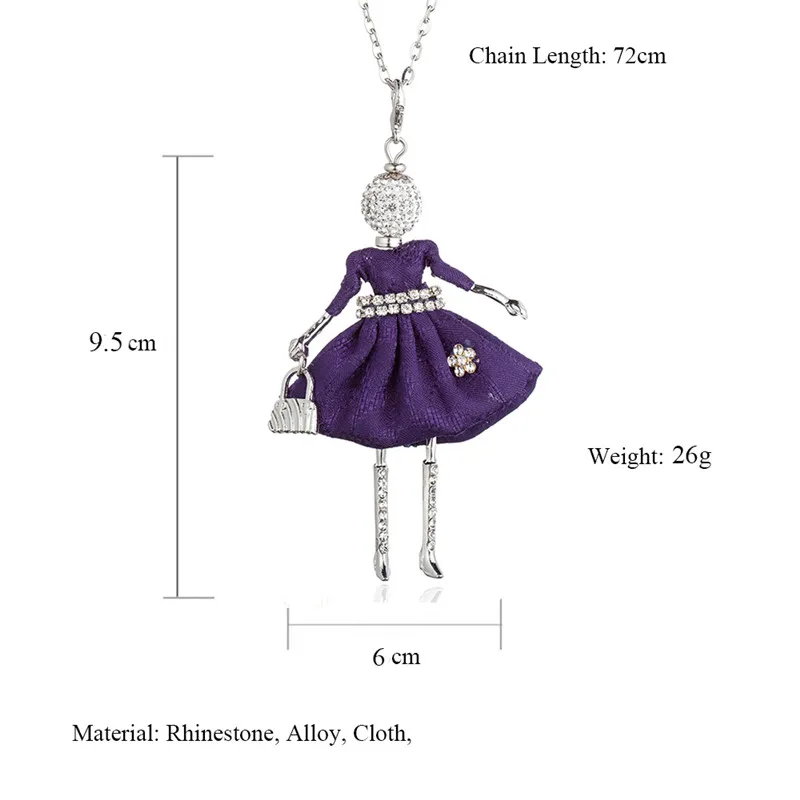 Фигурное Кукольное ожерелье с подвеской для женщин, горный хрусталь, пояс, цветочный дизайн из сплава серебряного цвета, ожерелье для девочек, длинный свитер, цепочка, ювелирные изделия