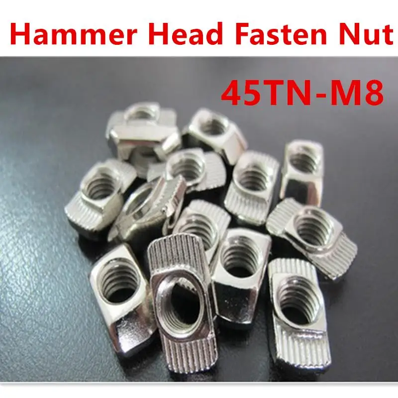 

T nut Hammer Head Nut M8 Connector Nickel Plated for 45 series Slot Groove 8 M4 M5 M6 M8 Aluminium Profile Accessories 45-m8