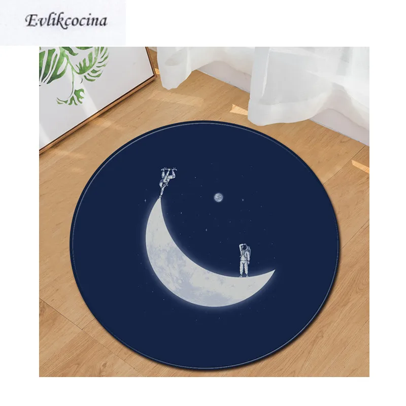 

Free Shipping Moon Cartoon Round Non-Slip Absorbent Bath Mat Area Rug for Living Room Bedroom Floor Carpet Tapete Infantil