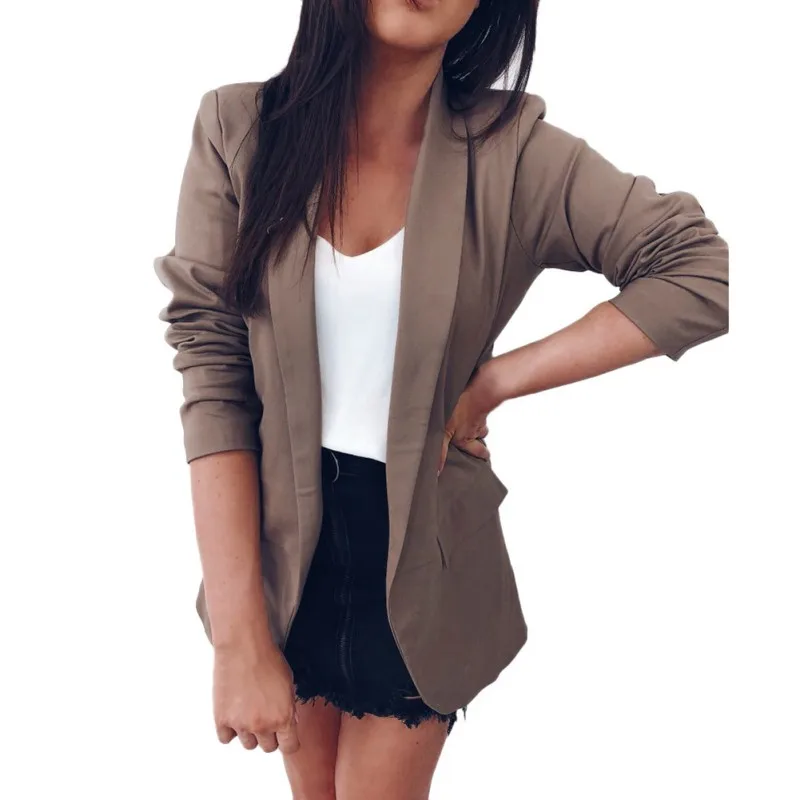 Elegant Office Ladies Workwear Blazer Women Long Sleeve Fashion Solid Business Blazer Coat 2019 White Autumn Blazer Mujer 2019
