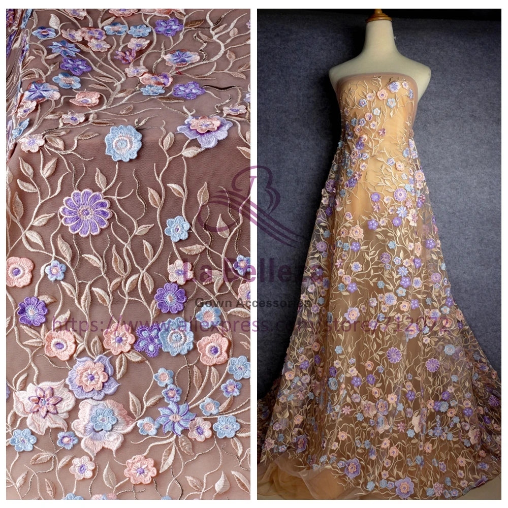 

La Belleza 2018 fashion show style 3D lace fabric wedding/party wear lace 1 yard