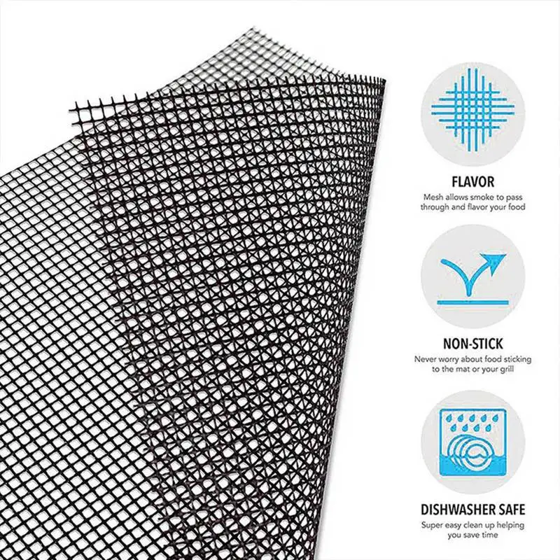 BBQ Grill Mat Reusable Kitchen Cooking Mesh Grill Mat Non-stick Teflon Grilling Mesh Mat Barbecue Liner Outdoor BBQ Accessories