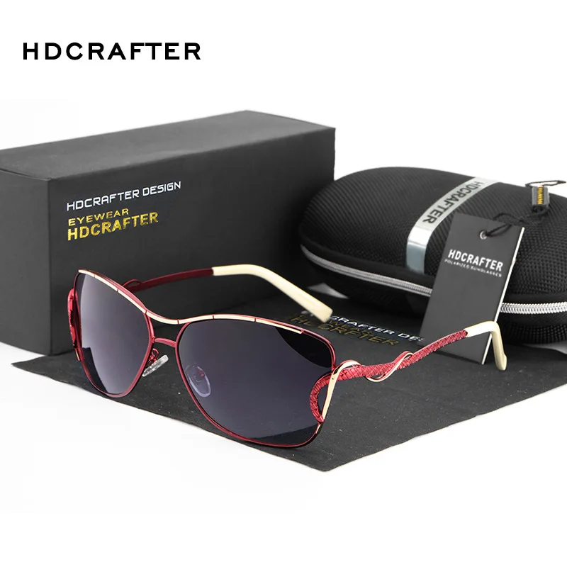 Женские солнцезащитные очки кошачий глаз HDCRAFTER поляризационные брендовые