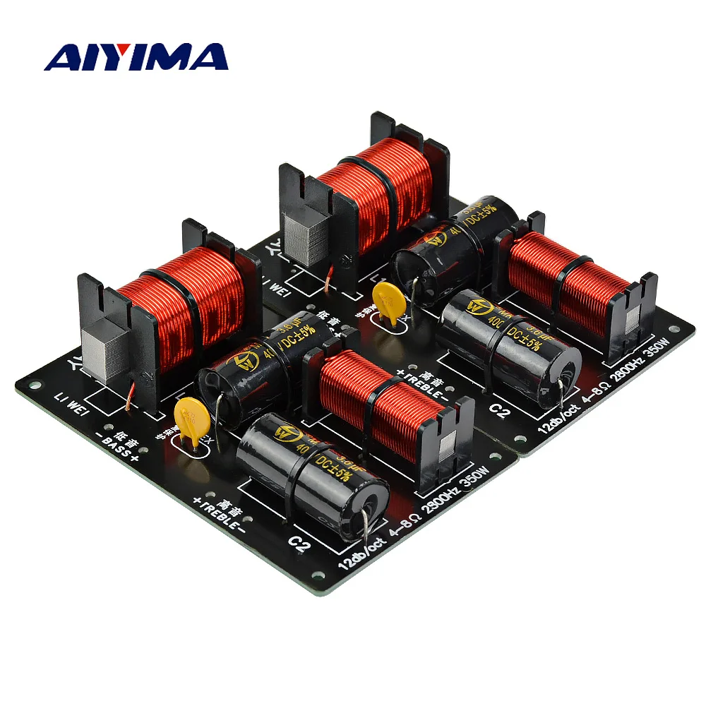 

AIYIMA 2pcs 350W 2 Ways Crossover Audio Board Tweeter Bass Speaker Frequency Divider 2 Unit For 4-8Ohm DIY Speaker Filter 2800HZ