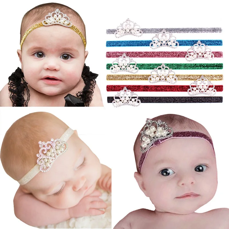 Solid Crown Pearl Baby Girl Hairband Newborn Headwear Children Hair