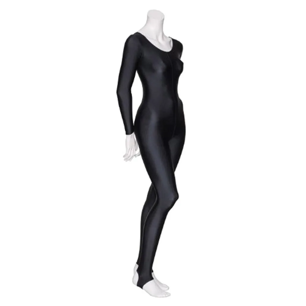 Womens Long Sleeve Unitard Stirrups Full Body Black Lycra Gymnastics Bodysuit Adult Spandex Ballet Dance Suit Costumes
