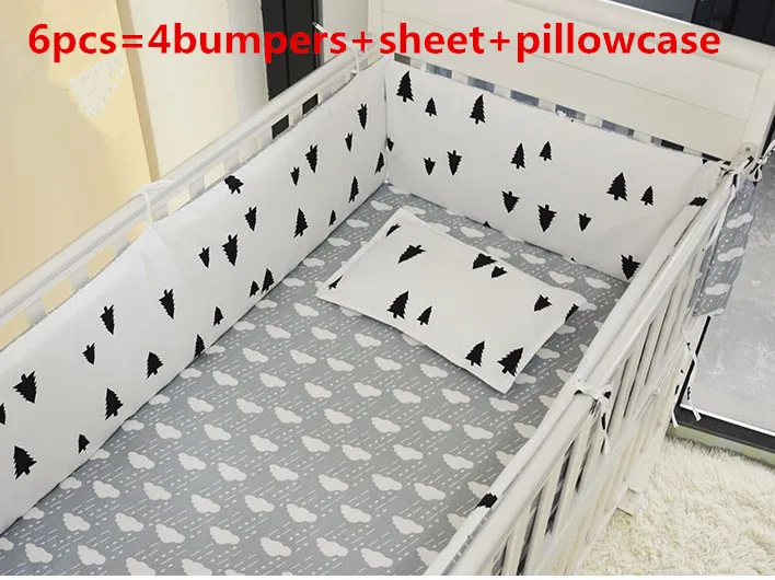 

Promotion! 6PCS Baby Sheet Bumpers Baby Bedding Crib Sets For Babys, include(bumpers+sheet+pillow cover)