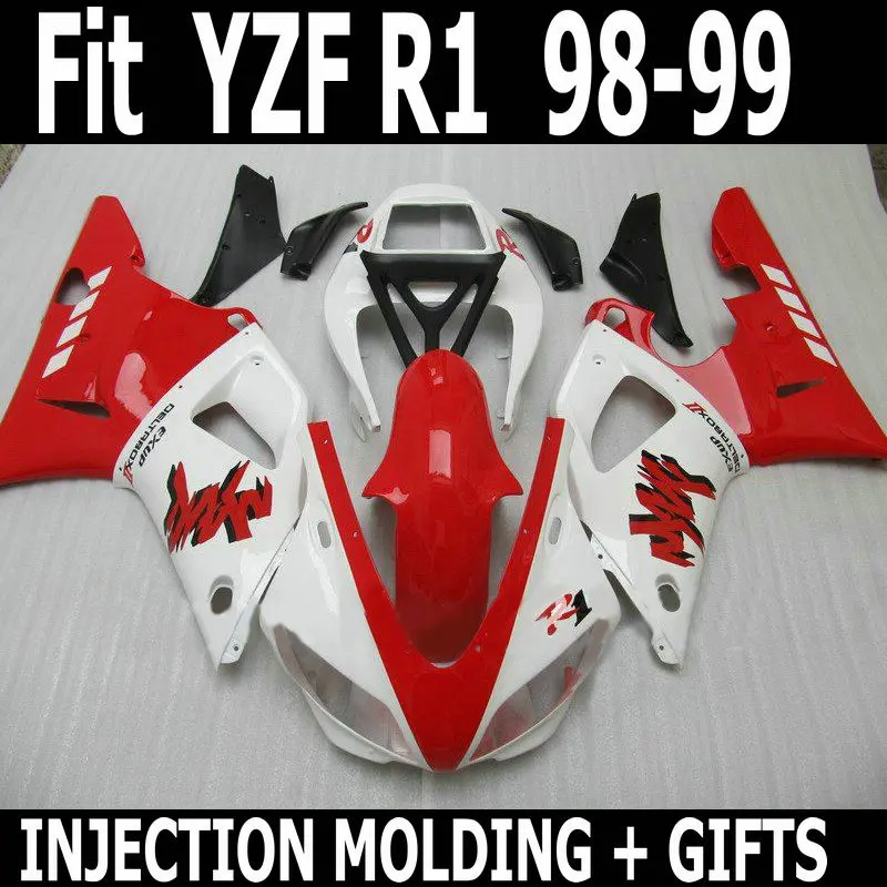 ABS пластик 100% подходит для инъекций Мотоцикла Часть Для YAMAHA Red whiteR1 98 99 обтекатель