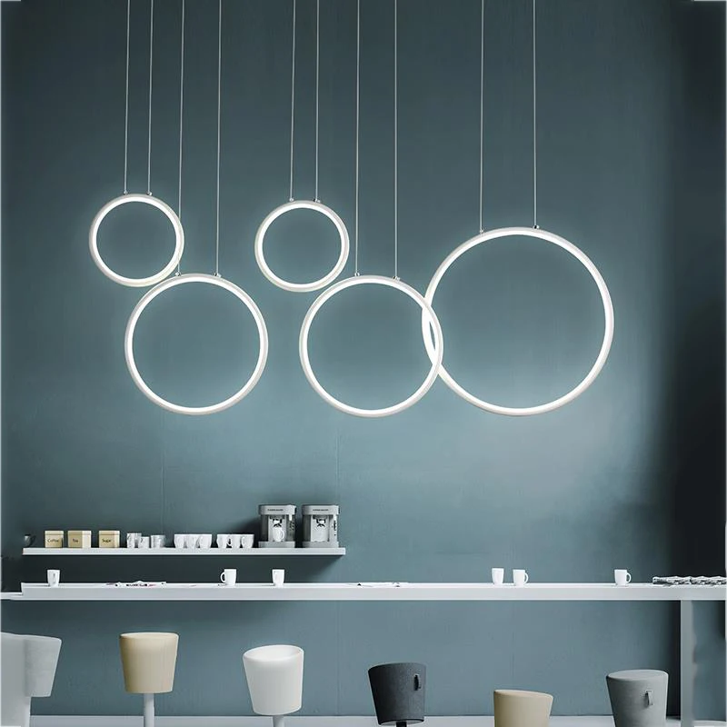 

Chandelierrec Online Modern LED Chandeliers For Living Room Bedroom AC86-265V Circle Rings DIY Chandeliers Lampara de techo