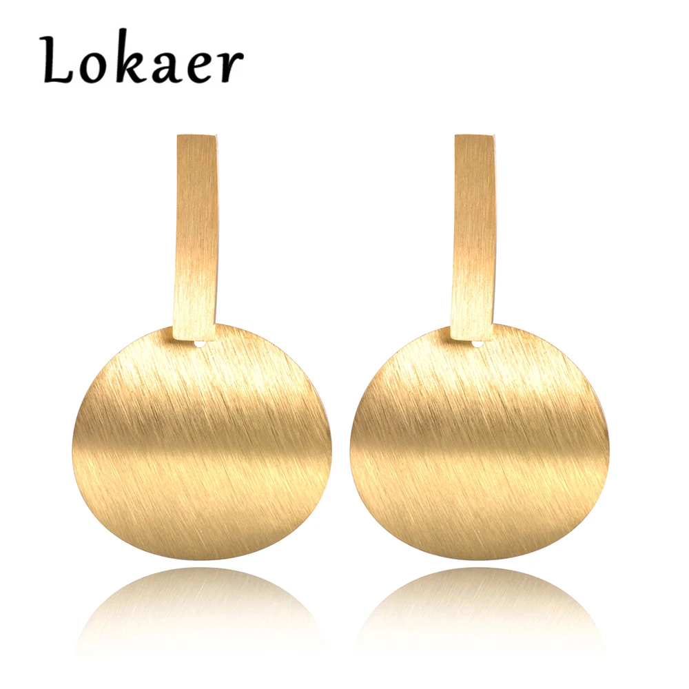 Lokaer матовая поверхность изогнутые геометрические серьги из нержавеющей стали золотой и серебряный цвет ювелирные изделия преувеличенные элементы E18487