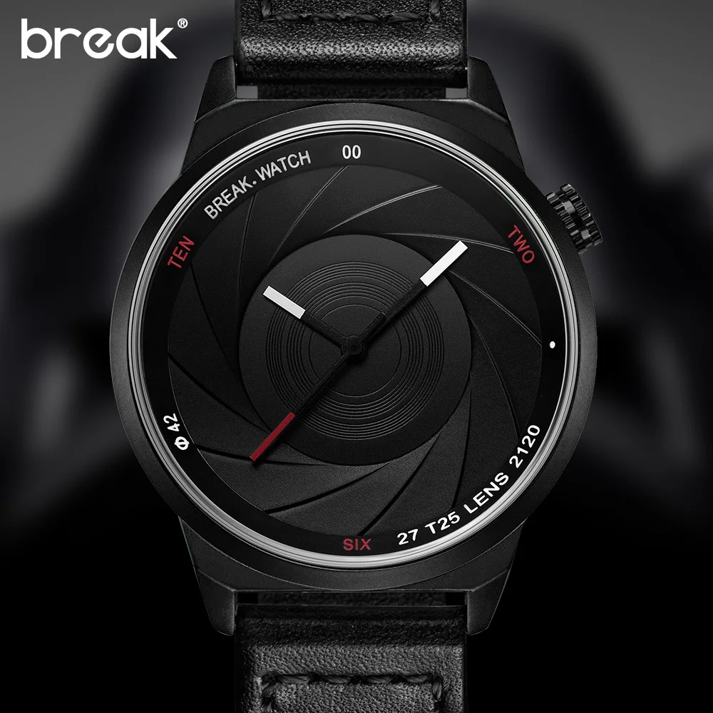 

2016 BREAK Brand Men's Fashion Casual Sport Watches Men Waterproof Leather Quartz Watch Military Clock Male Relogio Masculino
