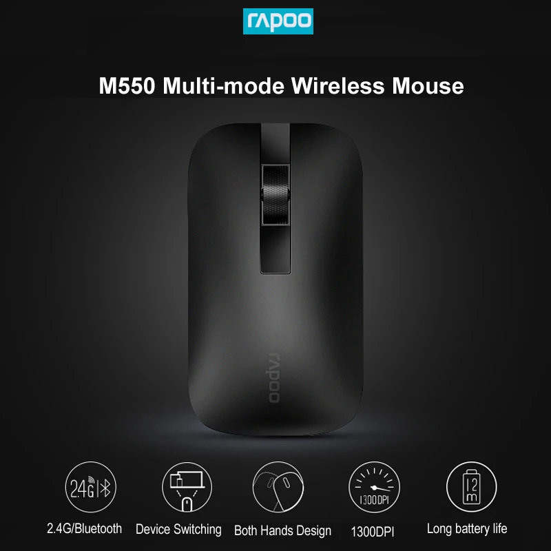 Rapoo M550 многомодовая беспроводная мышь USB для ноутбука Bluetooth 3,0, 4,0 и 2,4G 1300 dpi Bluetooth мышь мини-ПК мышь для дома и офиса