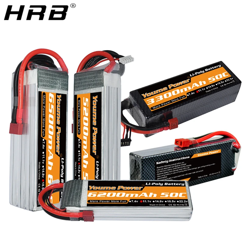 Tanie Youme 5200mah bateria lipo 3300mah 6200mah 6500mah 3S 11.1V 2S 7.4V 4S 14.8V 5S 18.5V 6S 22.2V T Deans 50C RC samolot części samochodowe
