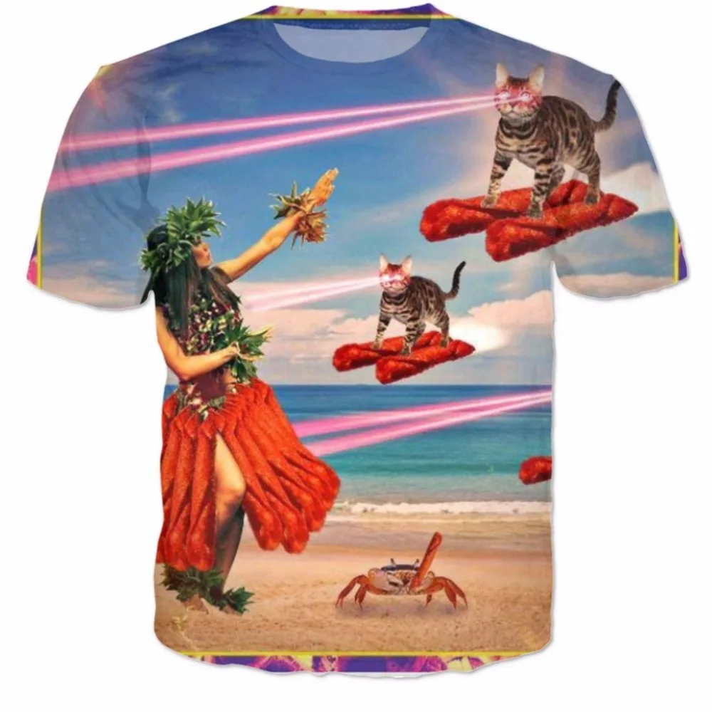 Laser Cat T Shirt 3d animal kitten tees women men funny t shirt all